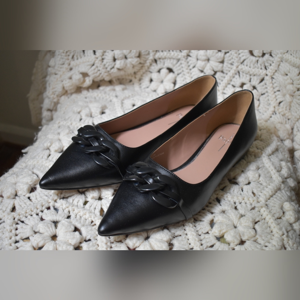Paolo New Black Flats Pointed Size 11